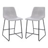 Flash Furniture 24 inch LeatherSoft Counter Height Barstools in Light Gray, Set of 2 2-ET-ER18345-24-LG-GG